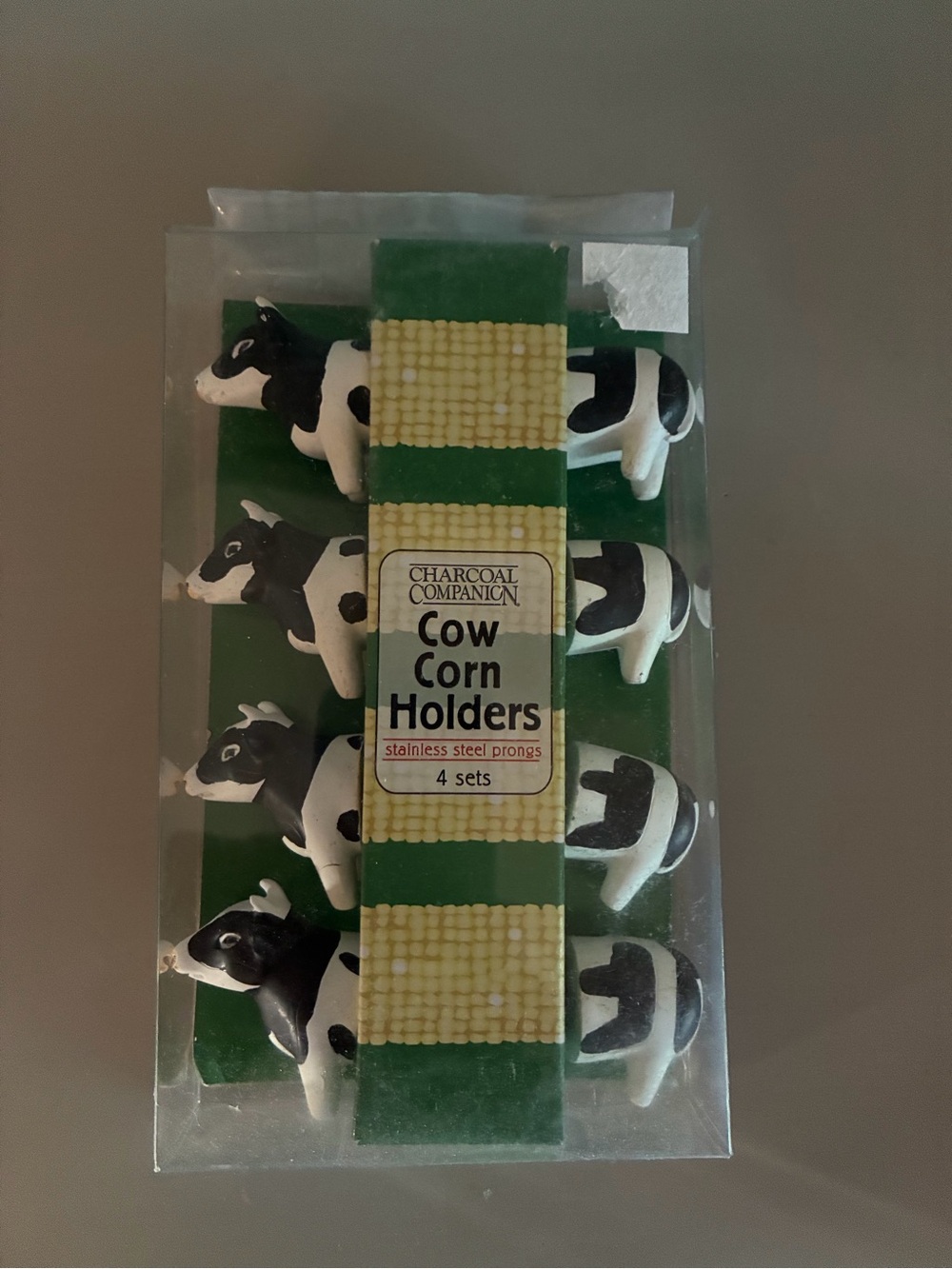COW corn holders set of 4 stainless steel prongs NIB